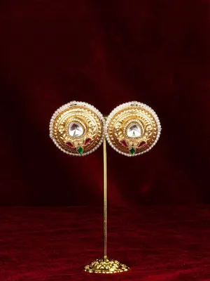 Multicolor Gold Plated Jadau Kundan Earrings - ME1357M