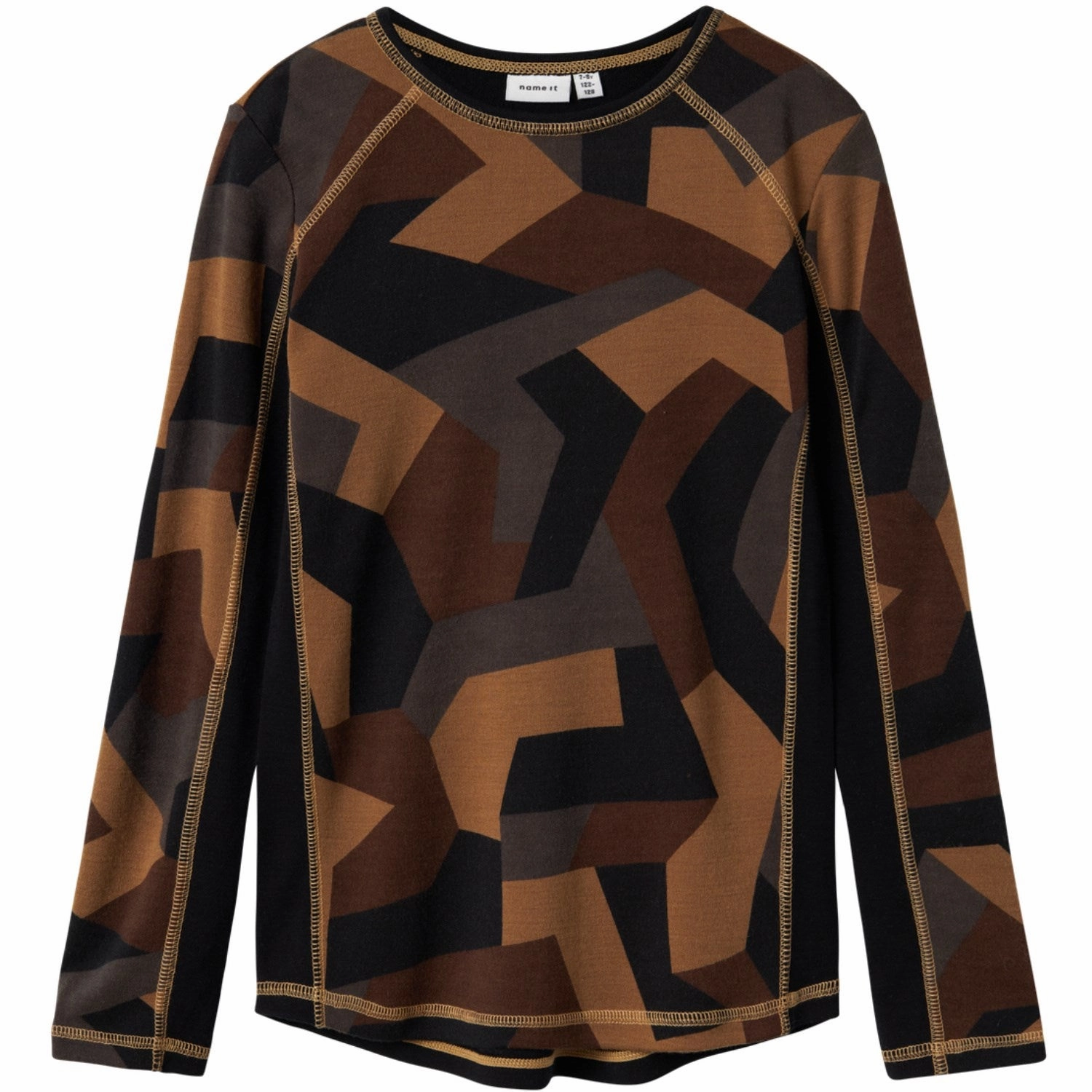 Name It Black AOP Willto Wool Blouse Refined Modern