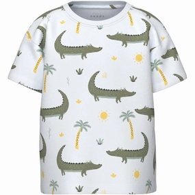 Name It Bright White Crocodiles Valther Loose T-Shirt Opulent Legendary
