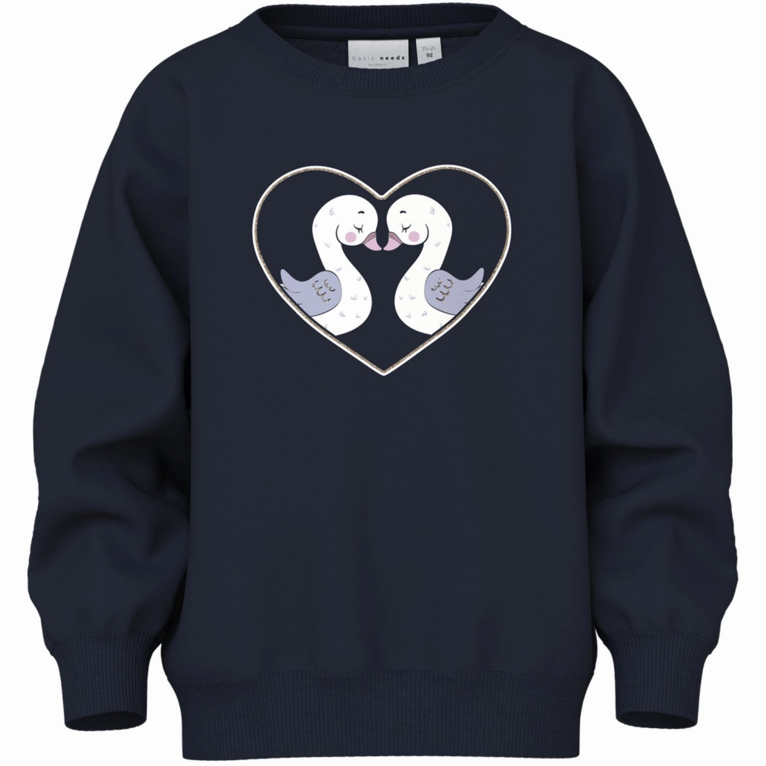 Name It Dark Sapphire Heart Swans Venus Regular Sweatshirt Sustainable Valuable