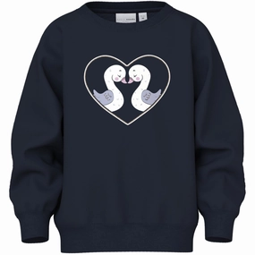 Name It Dark Sapphire Heart Swans Venus Regular Sweatshirt Sustainable Valuable