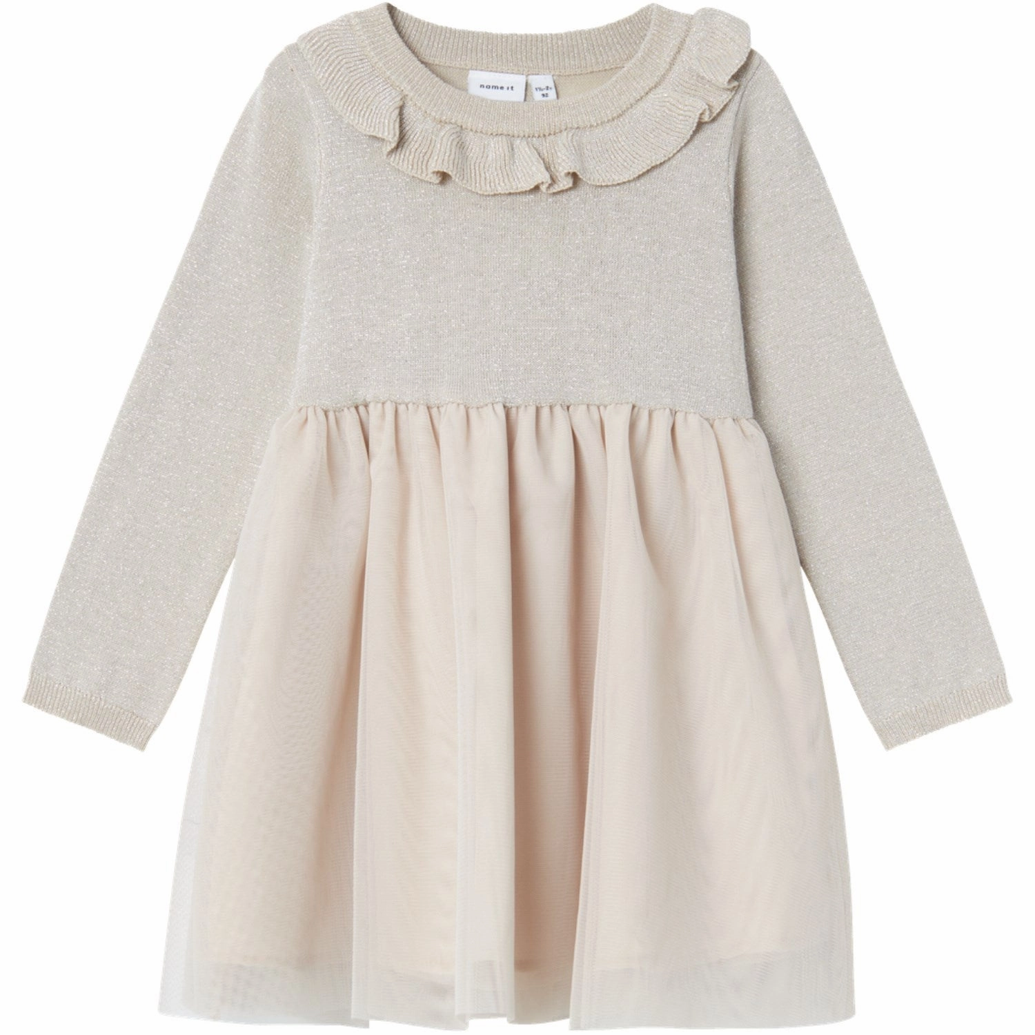 Name It Frosted Almond Riglitter Knit Dress Lavish Fashion
