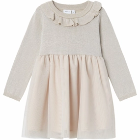 Name It Frosted Almond Riglitter Knit Dress Refined Universal