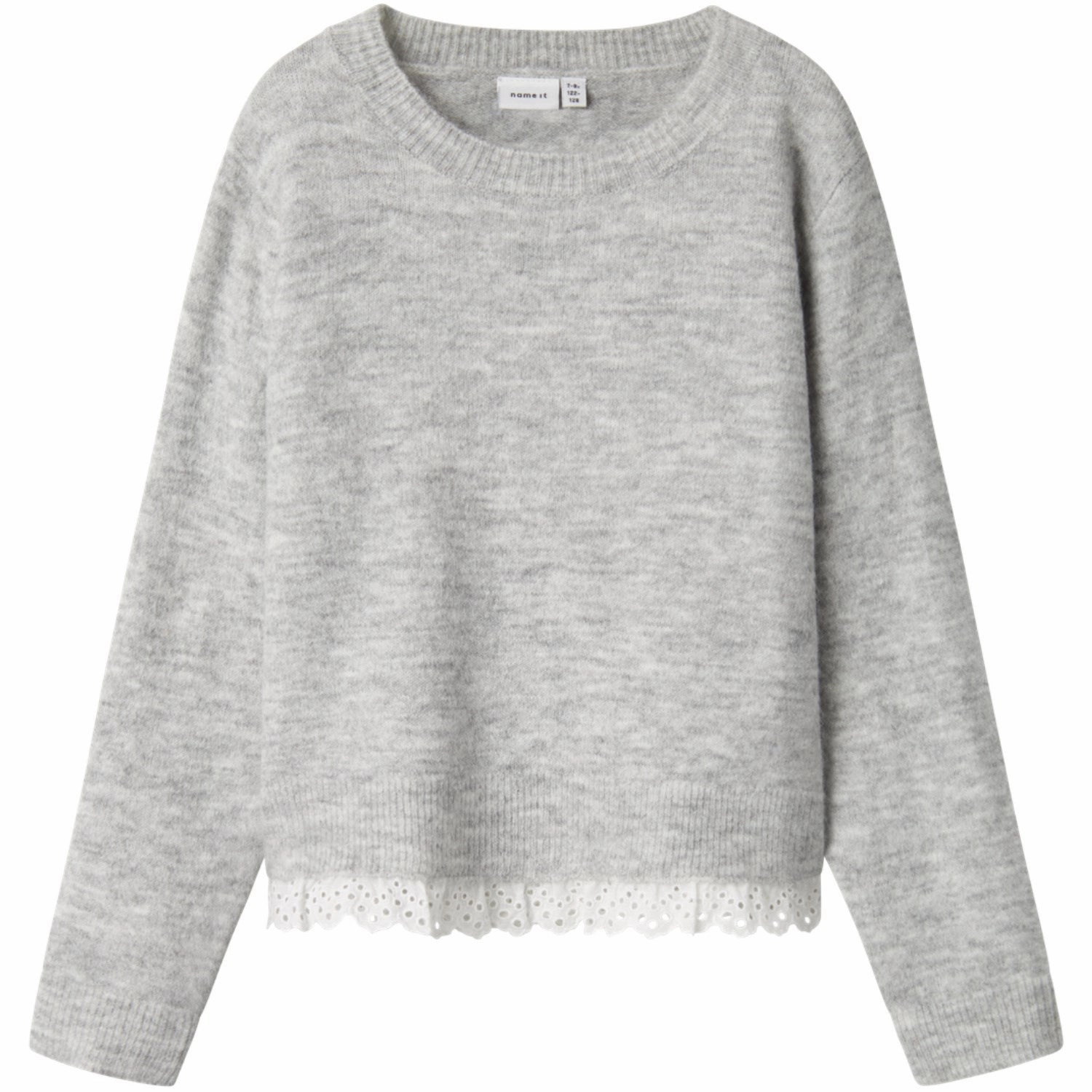 Name It Light Grey Melange Talace Loose Knit Blouse Classic Avant-garde