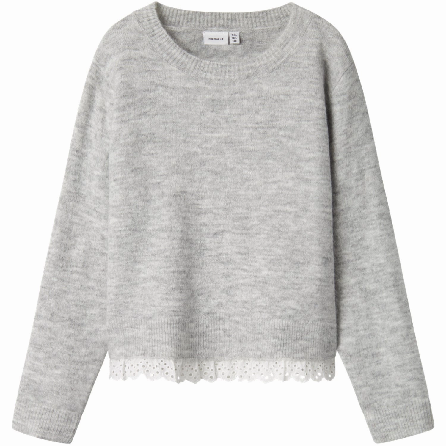 Name It Light Grey Melange Talace Loose Knit Blouse Pioneer Perfection
