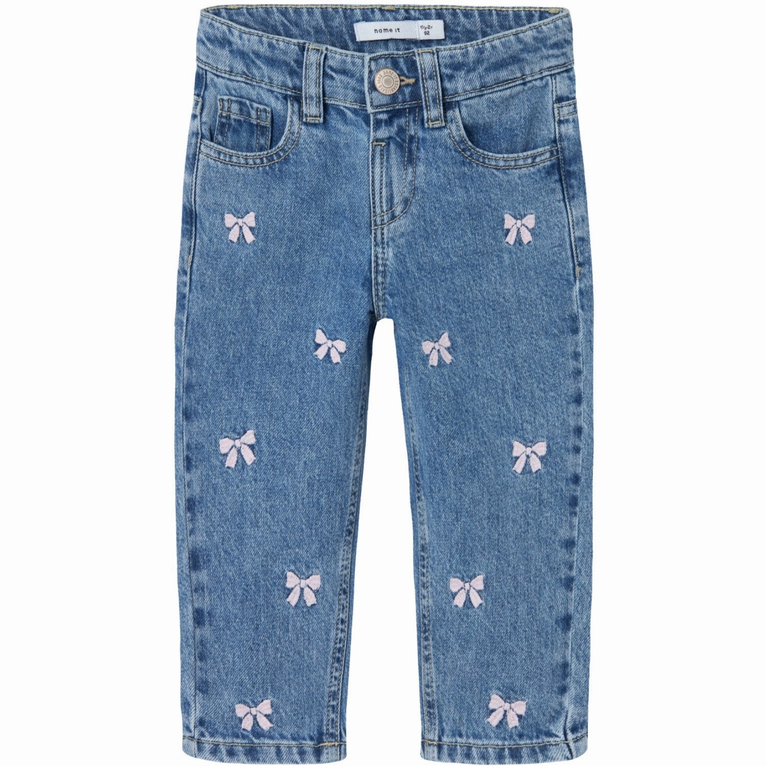 Name It Medium Blue Denim Bows Bella Mom Embroidery Jeans Noos Respected Elegance