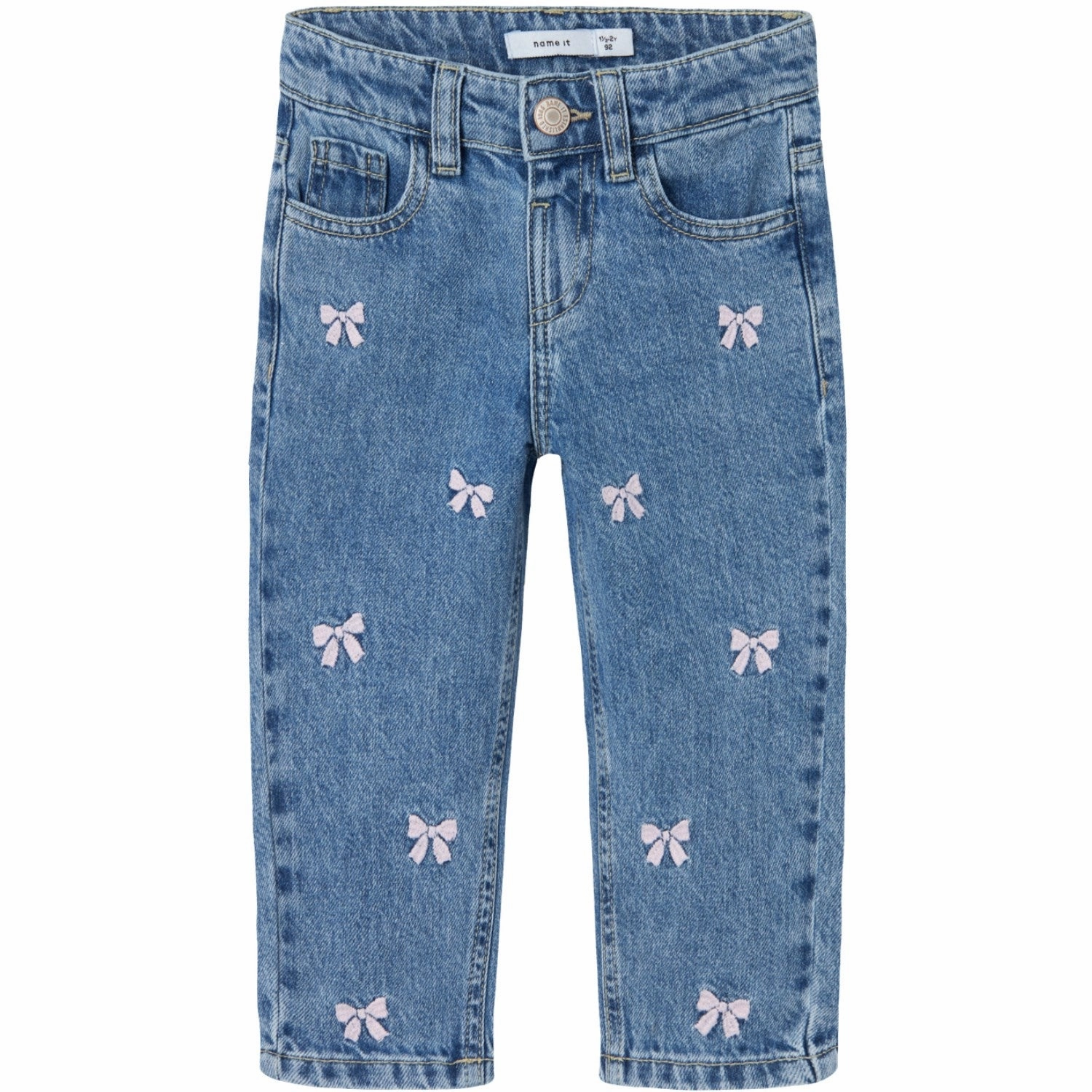 Name It Medium Blue Denim Bows Bella Mom Embroidery Jeans Noos Respected Prized