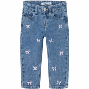 Name It Medium Blue Denim Bows Bella Mom Embroidery Jeans Noos Respected Elegance