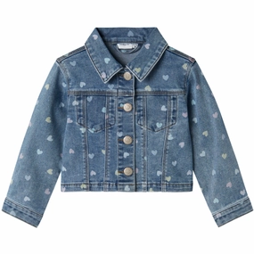 Name It Medium Blue Denim Heart Falula Denim Jacket Charismatic Luxurious
