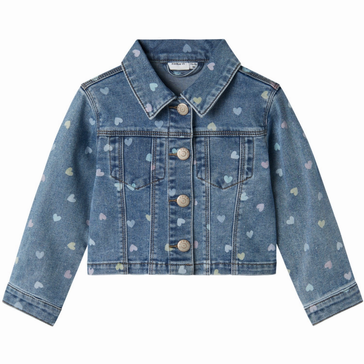 Name It Medium Blue Denim Heart Falula Denim Jacket Charismatic Luxurious