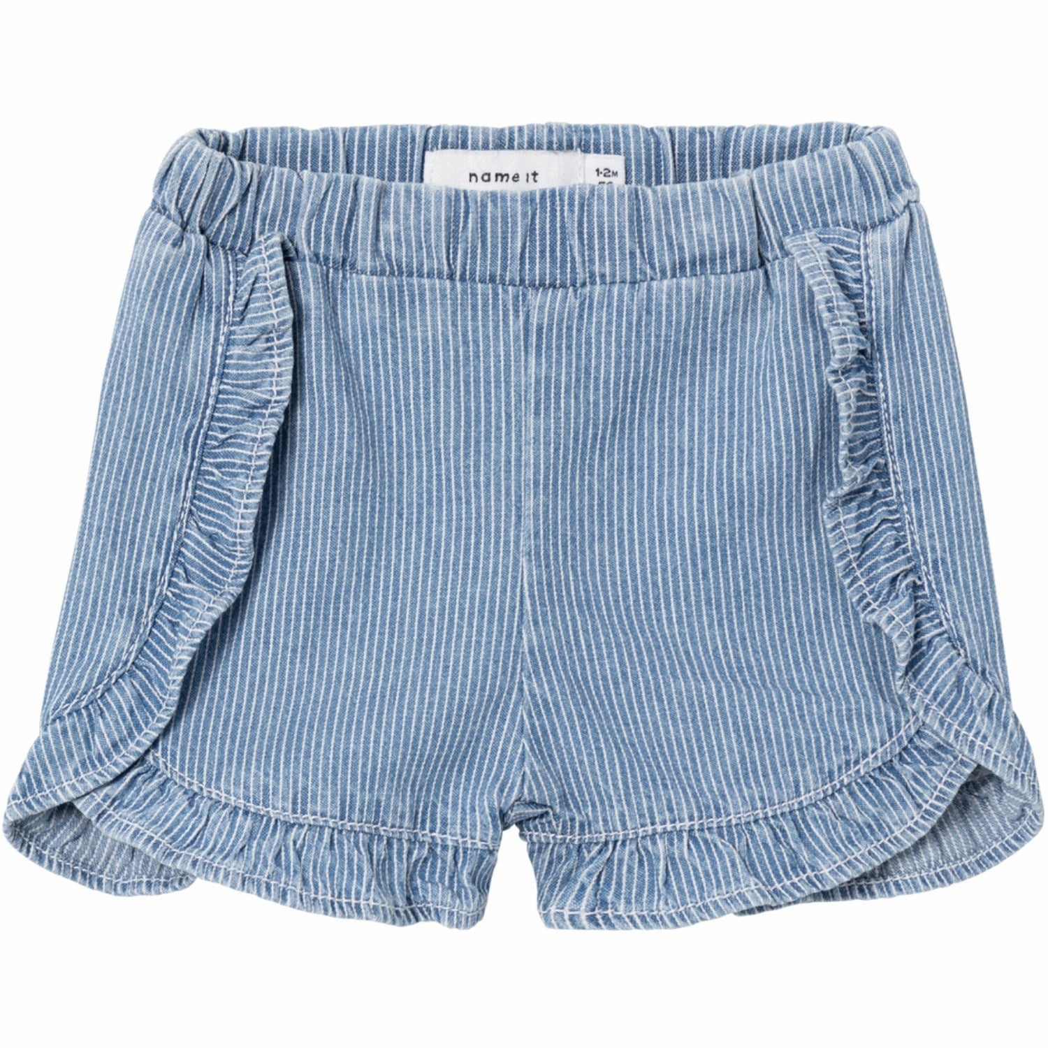 Name It Medium Blue Denim Rose Regular Stripe Denim Shorts Artisanal Worldwide