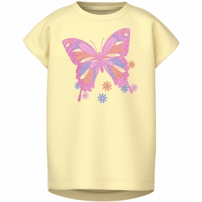 Name It Pastel Yellow Butterfly Violet T-Shirt Ethical Universal