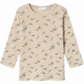 Name It Pure Cashmere Aop Wang Wool Rib Blouse Aop Aristocratic Alluring
