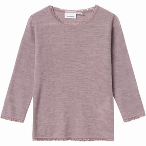 Name It Purple Dove Wang Wool Needle Blouse Solid Noos Rare Stylish