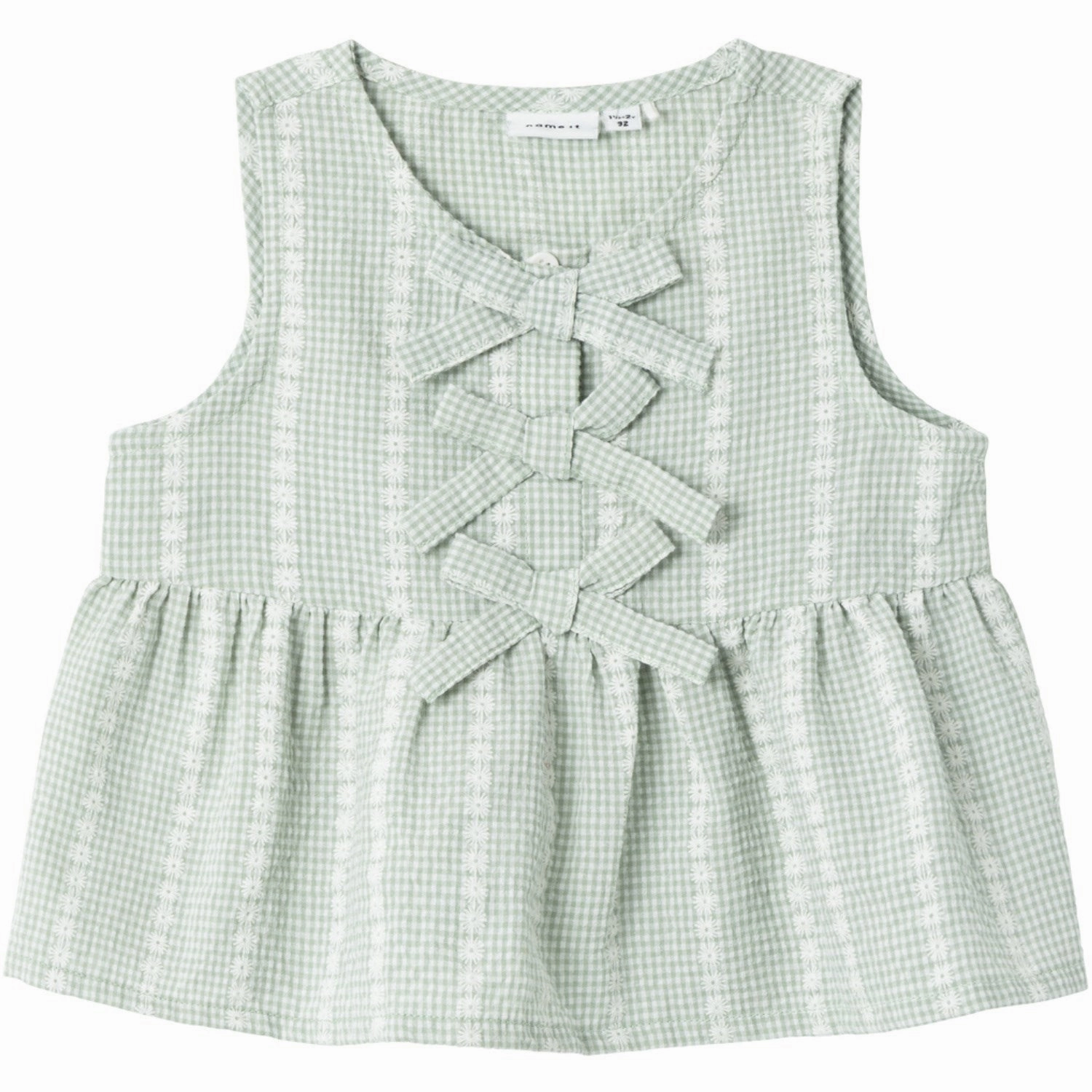 Name It Silt Green Hicheck Blouse Sumptuous Stylish