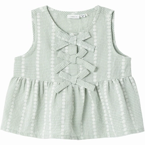 Name It Silt Green Hicheck Blouse Sumptuous Stylish