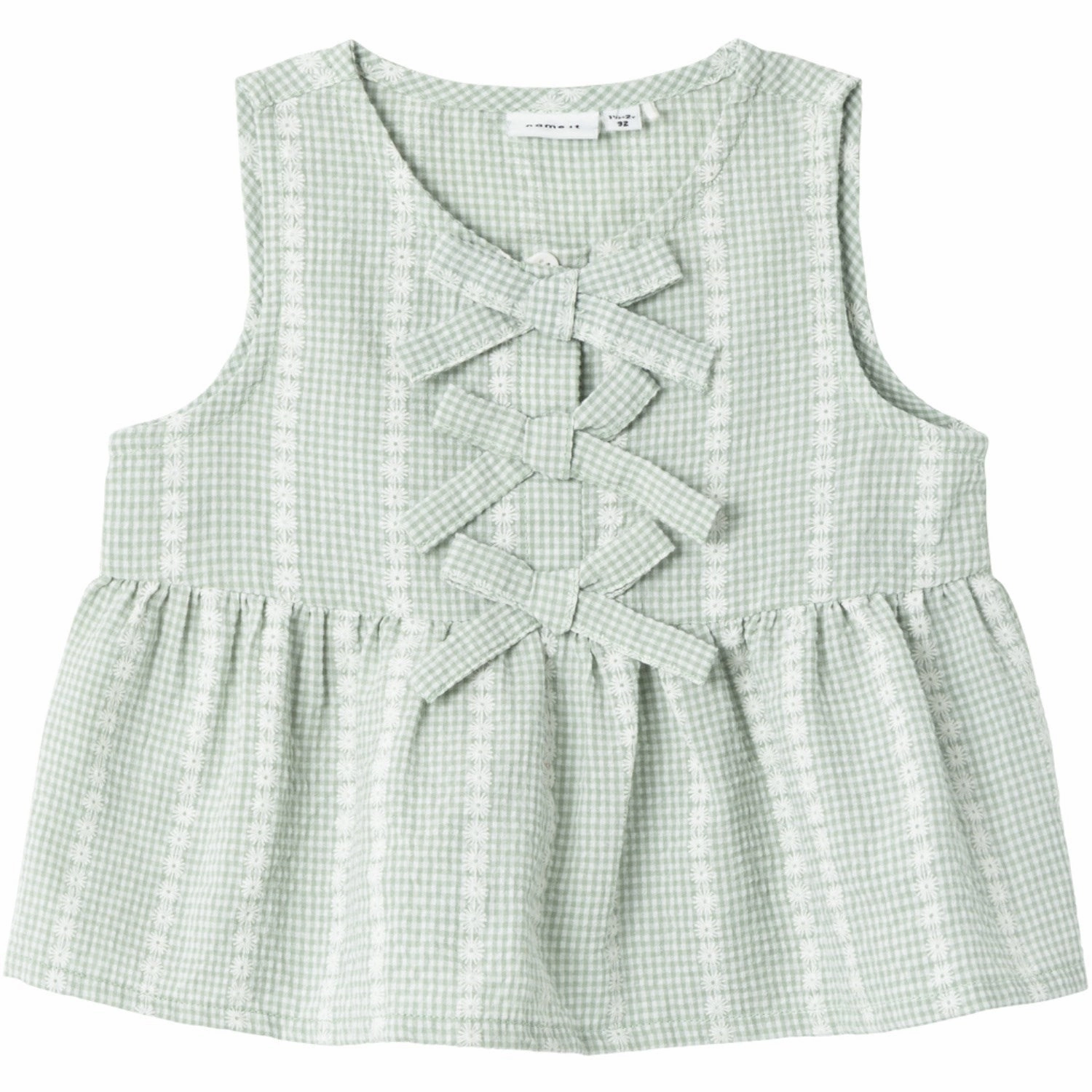 Elegance Name It Silt Green Hicheck Blouse Exquisite