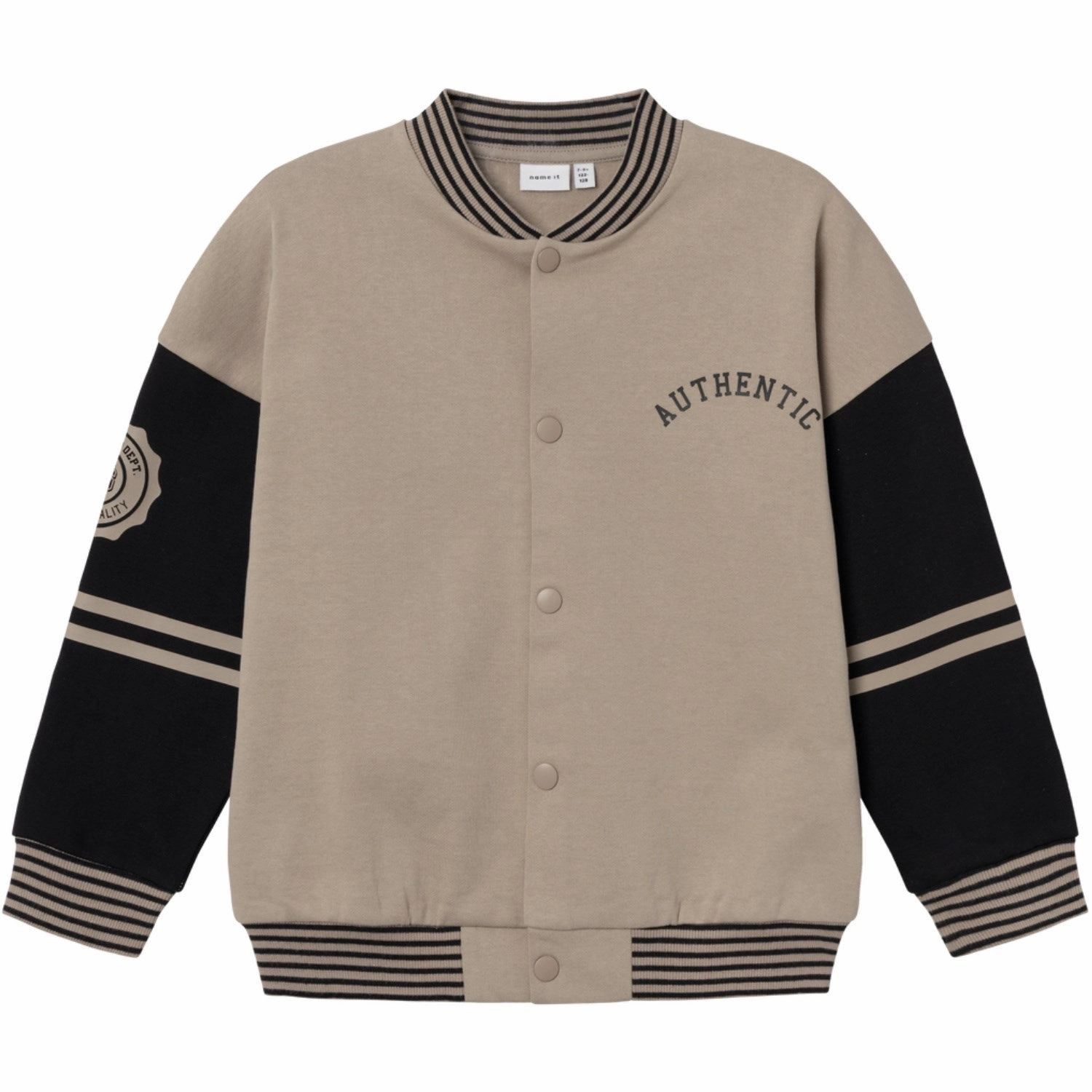 Name It Weathered Teak Black Nassen Sweat Cardigan Refined Renowned