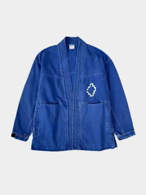 new balance arrivals new arrival shirts for men Giacca Kimono In Denim Blu Con Ricamo Bianco new arrival miladys dress
