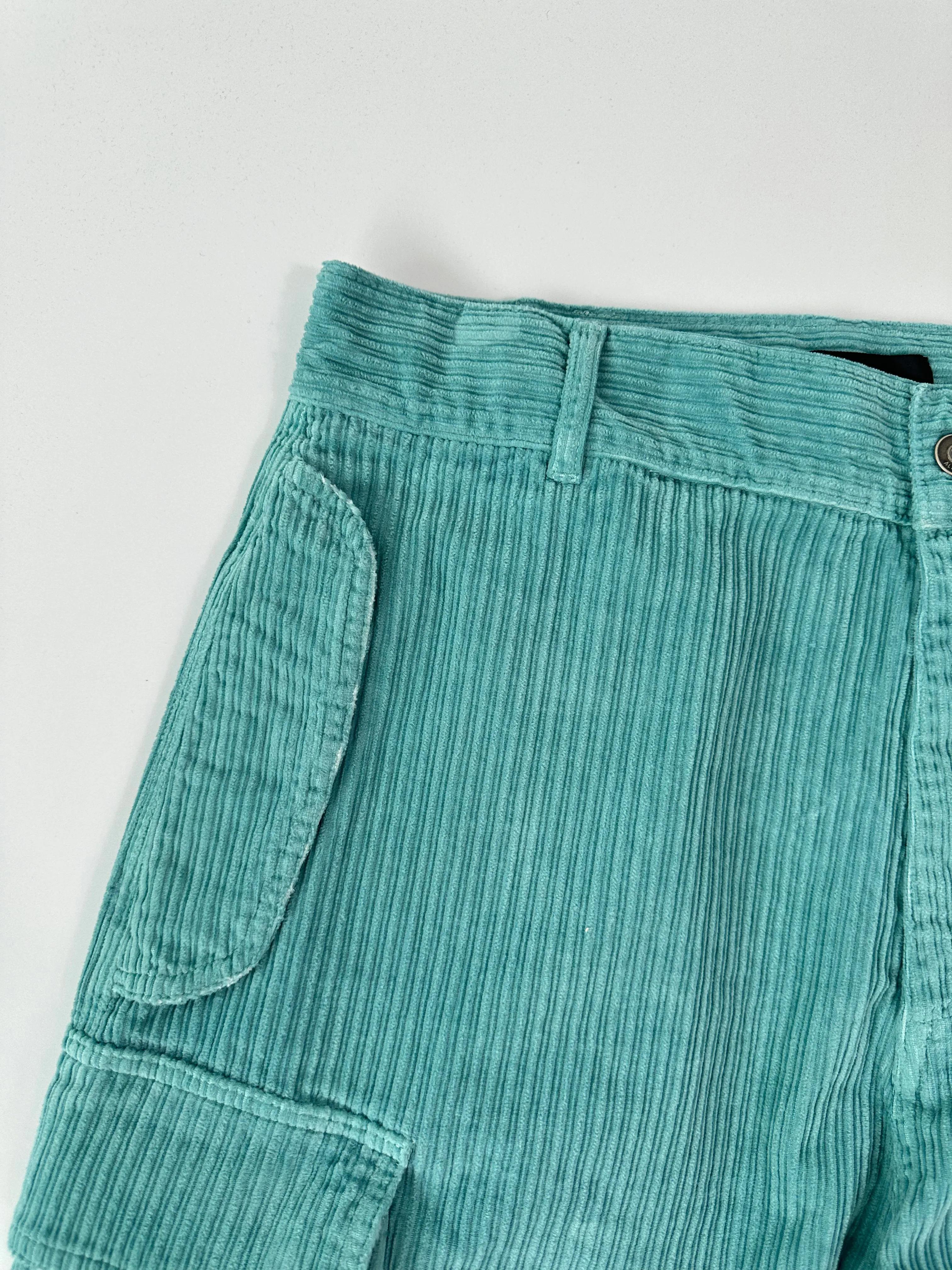 new eid collection for women Pantaloni Cargo In Velluto A Coste Verde Acqua new eid collection