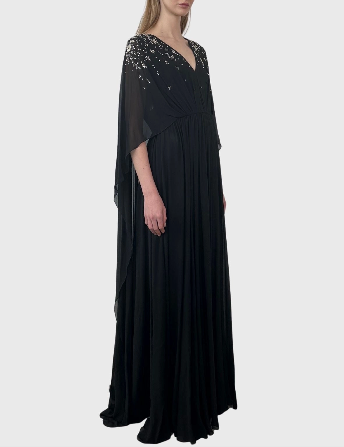 new arrival allen solly handbags Abito Lungo Nero Con Applicazioni Gioiello new arrival kurti
