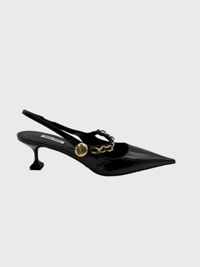 new arrival bathu sneakers Dcollet Slingback Vernice Nera Con Catena Oro new collection dress for girls new collection nose pin