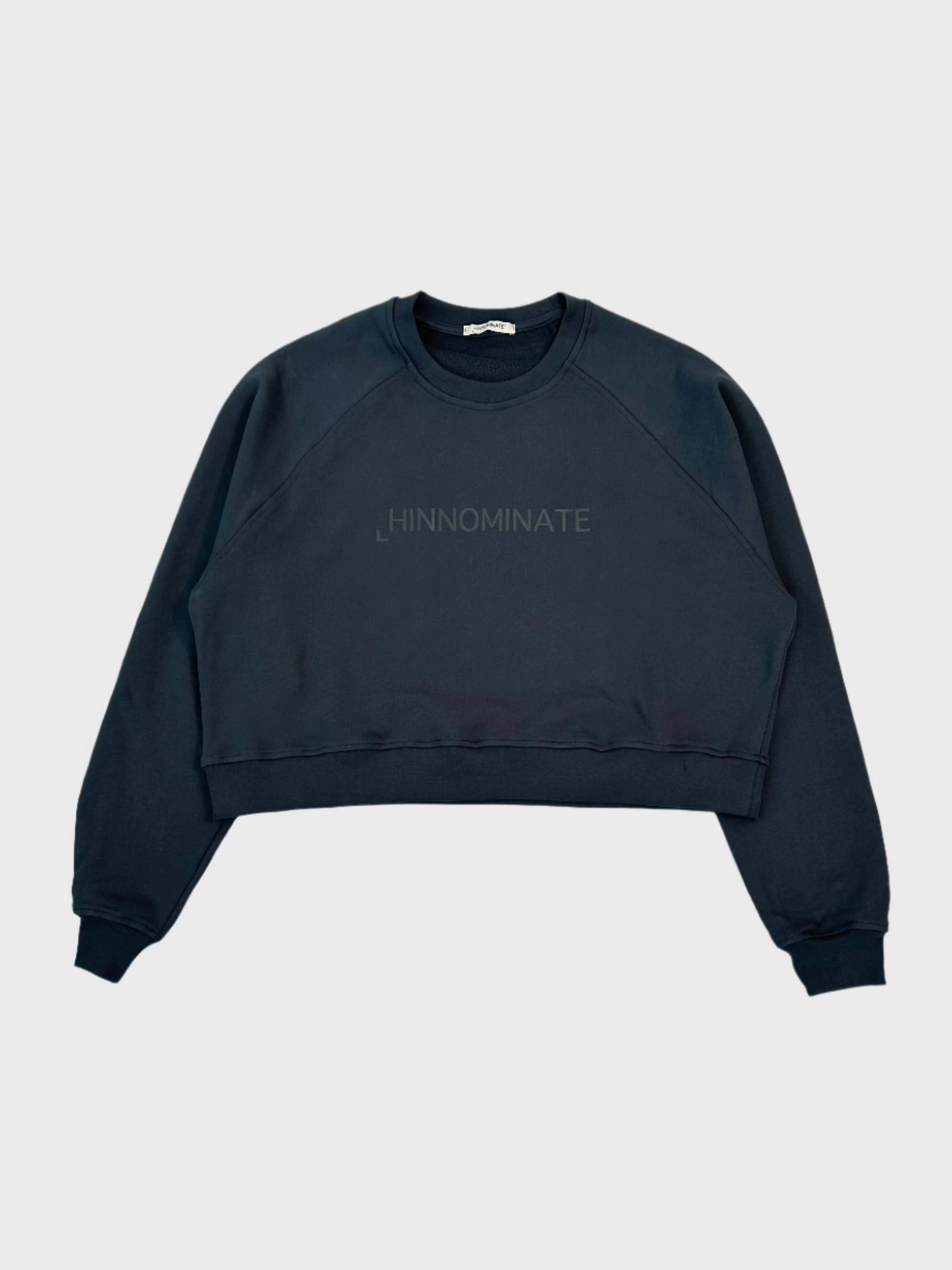 new era collection Felpa Crop Girocollo Color Ferro Con Logo In Tono new arrivals elbise renkli w new arrivals
