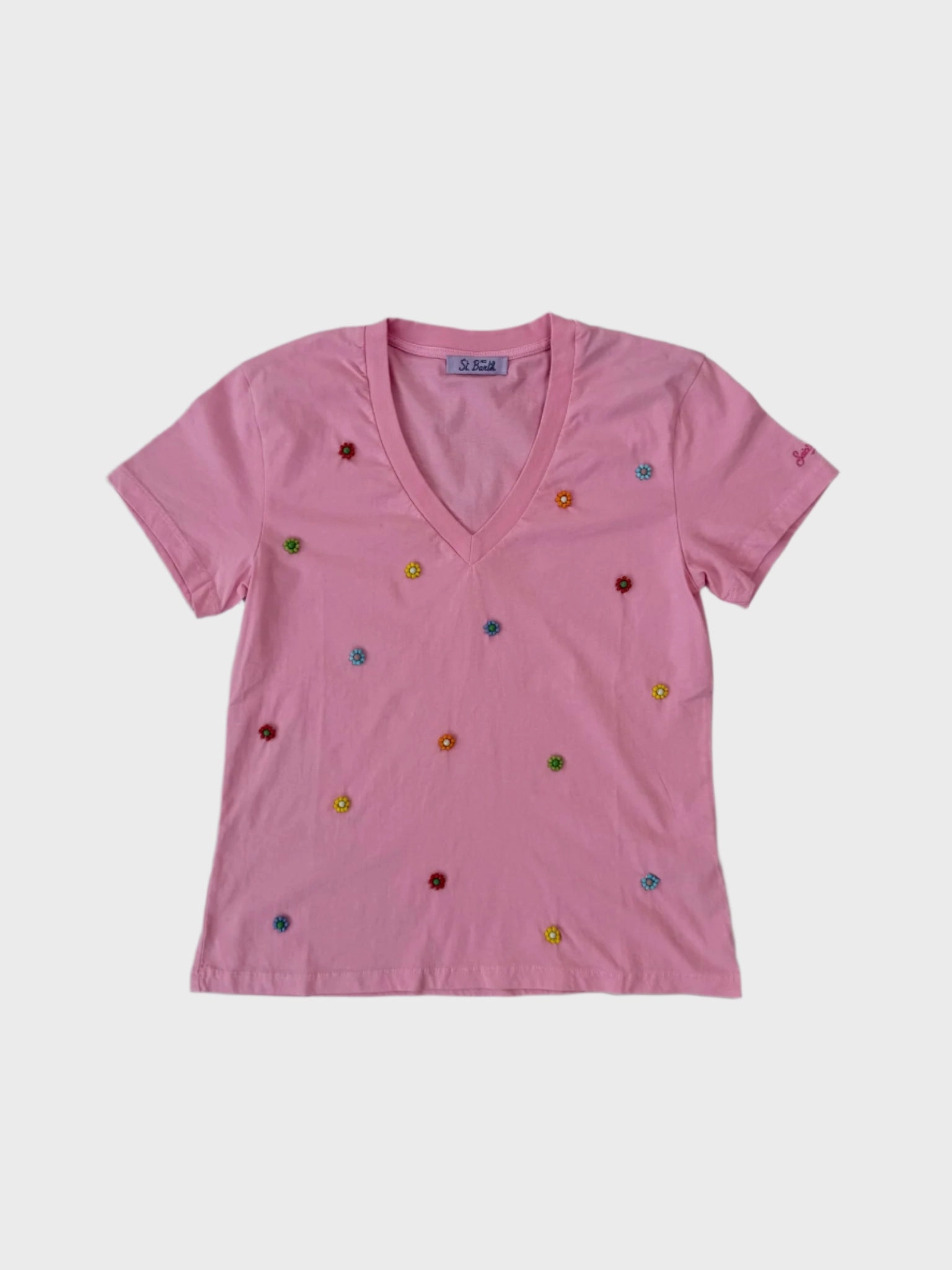 new arrival cln bags miladys new arrivals tops for ladies summer T-Shirt Rosa Con Ricami new arrivals payetli elbise
