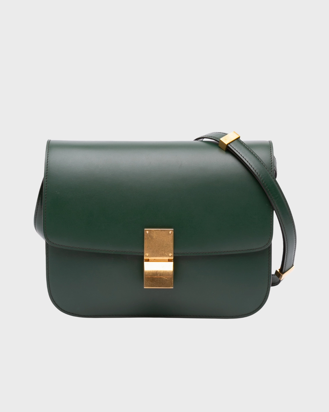 new arrival cln bags Borsa A Tracolla Box Verde Scuro In Pelle Con Chiusura Dorata new arrival on cloud shoes new arrivals beyaz elbise