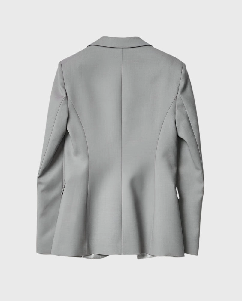 new arrival tops for ladies kantagiri new arrivals Giacca Sciancrata Grigio Melange Con Etichetta Sulla Manica