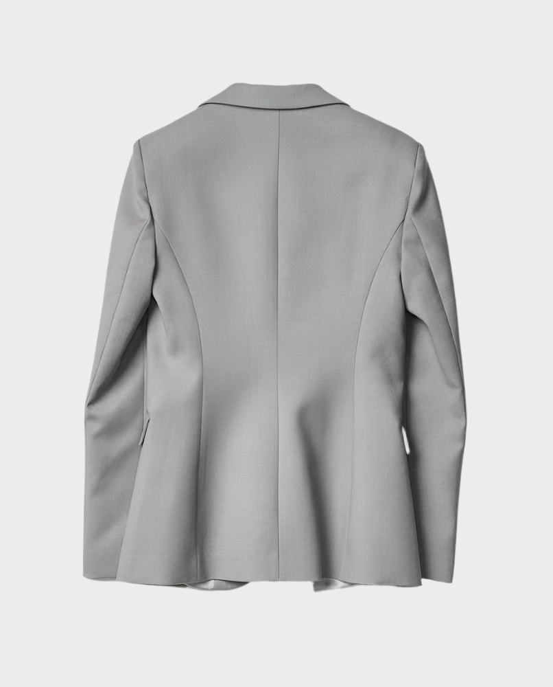 new arrival tops for ladies kantagiri new arrivals Giacca Sciancrata Grigio Melange Con Etichetta Sulla Manica