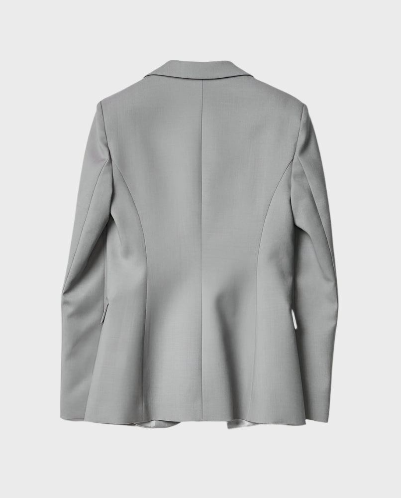 new arrival tops for ladies kantagiri new arrivals Giacca Sciancrata Grigio Melange Con Etichetta Sulla Manica
