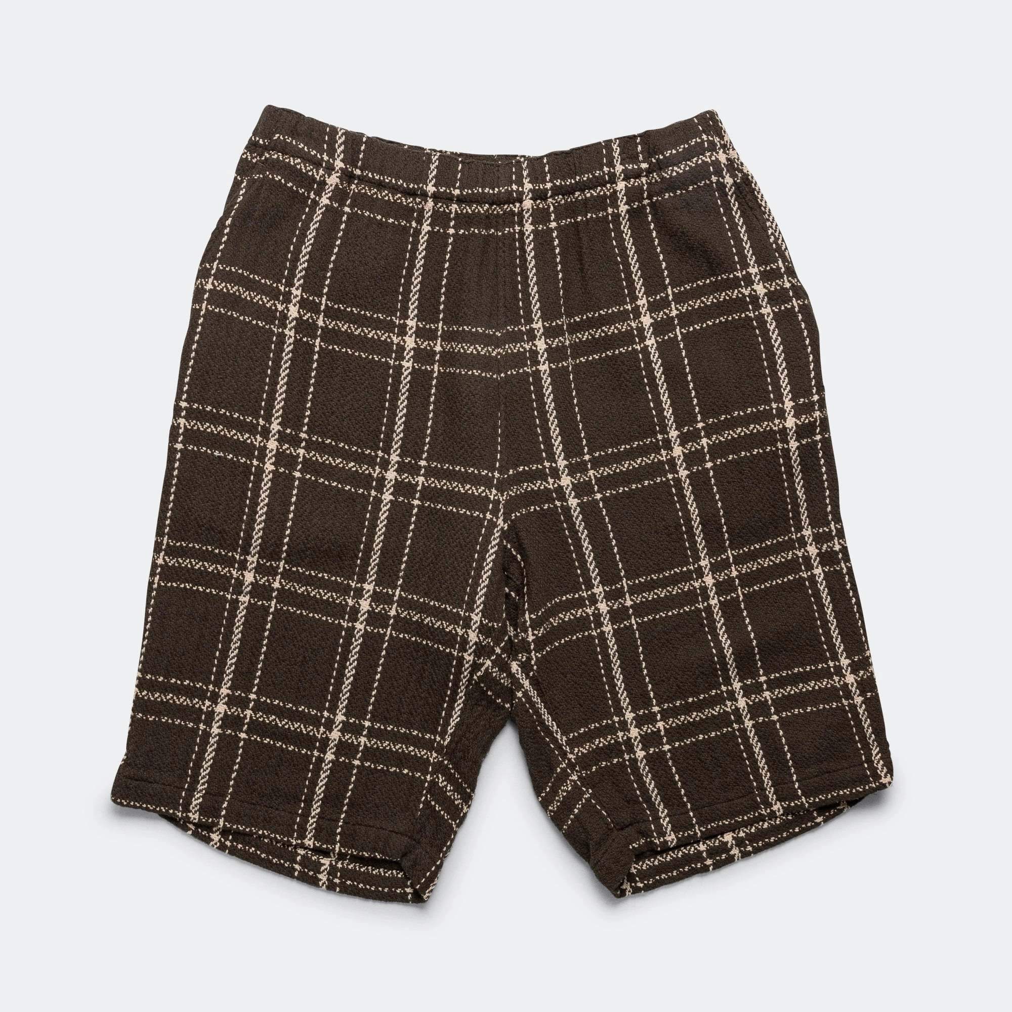 new arrival tops for ladies Easy Shorts Loose Weave Plaid - Brown new arrivals siyah elbise