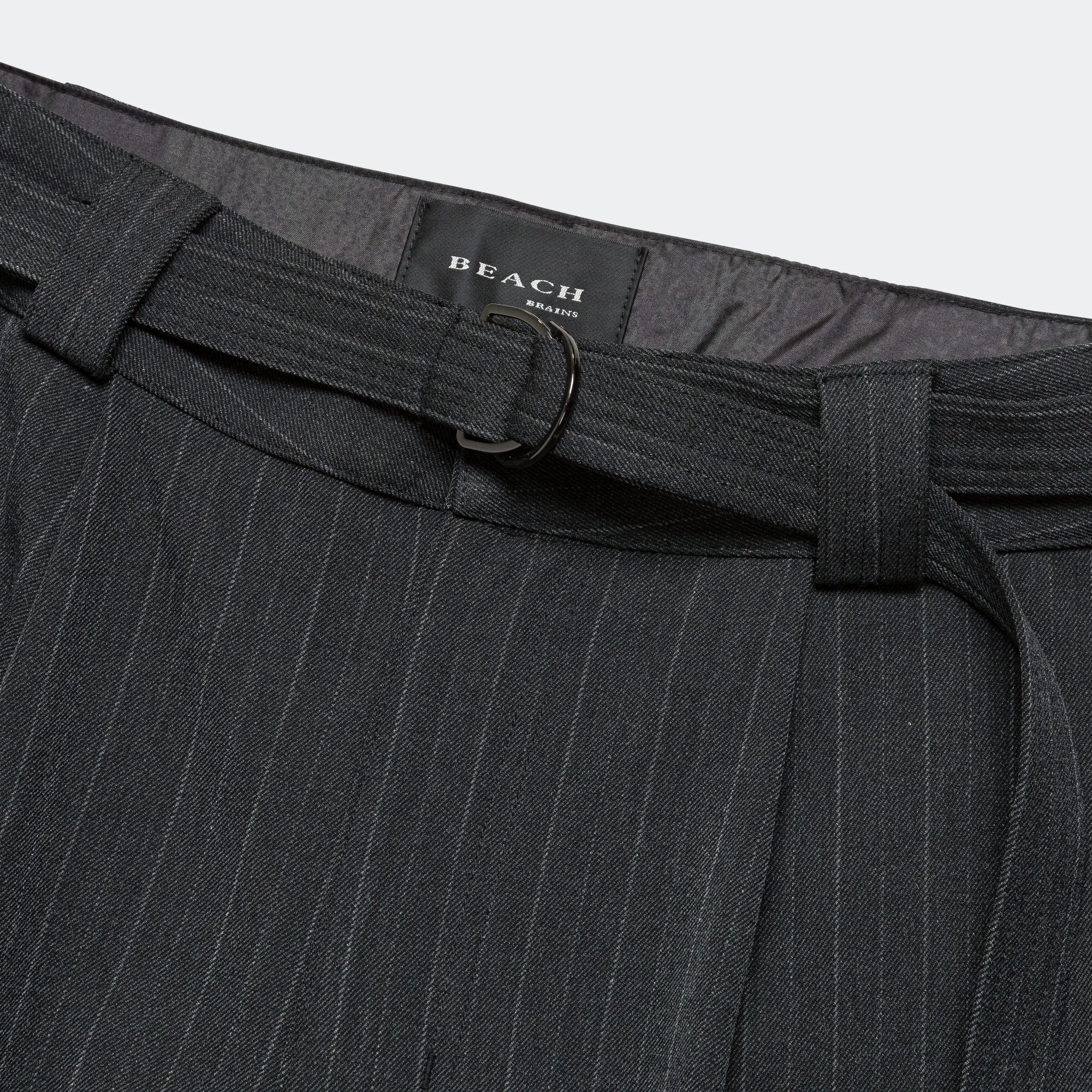new arrivals elbise renkli Pleated Suit Pant - Charcoal Pinstripe