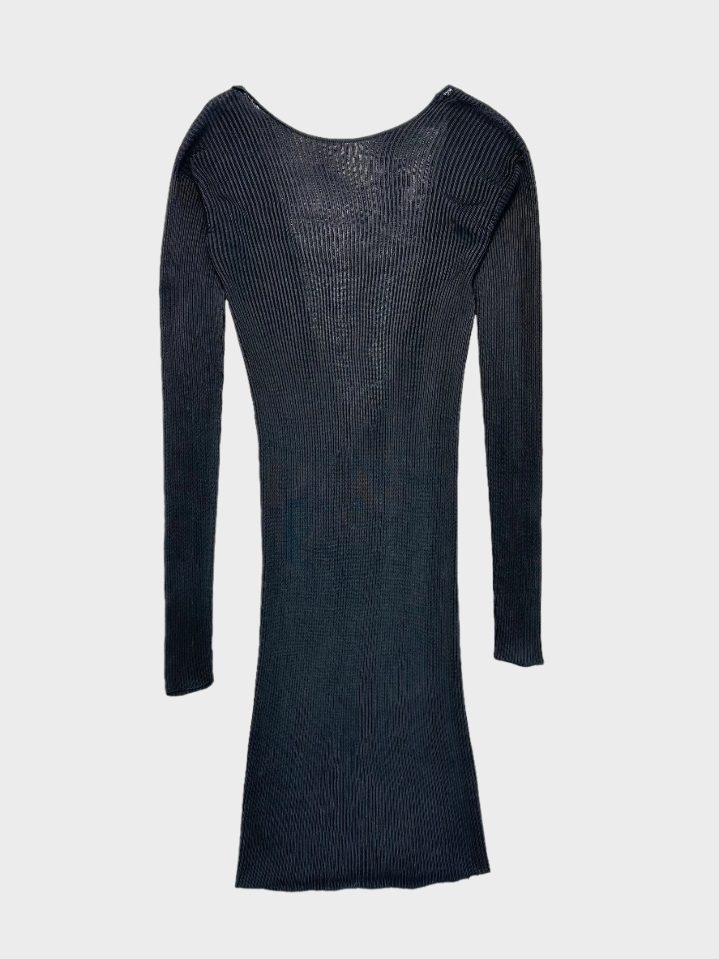 Abito Nero In Maglia A Coste Con Scollo Profondo peachmode sarees new arrivals with price miladys dresses new arrivals plus size new collection abaya