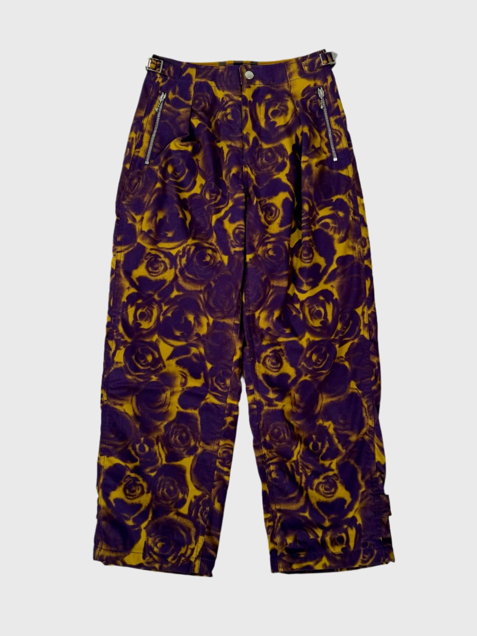 new me collection aurelia new arrivals Pantaloni A Gamba Ampia Con Fantasia Rose Viola E Gialla new arrival nike sandals for men