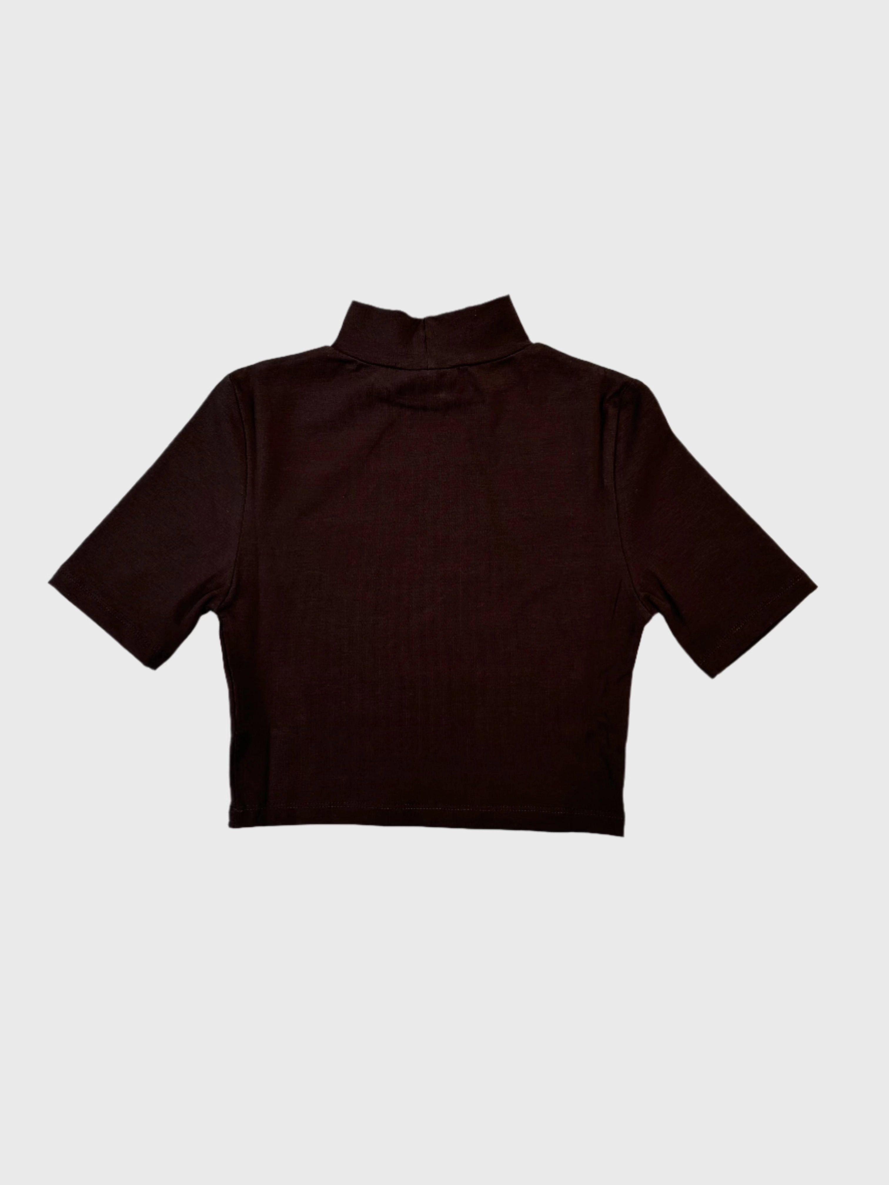 new balance arrivals Crop Top Marrone A Lupetto In Bielastico A Mezza Manica new arrival tops for ladies