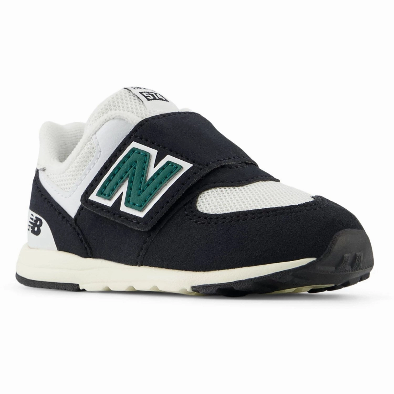 New Balance Black 574 Kids NEW-B Hook & Loop Sneakers Moccasins