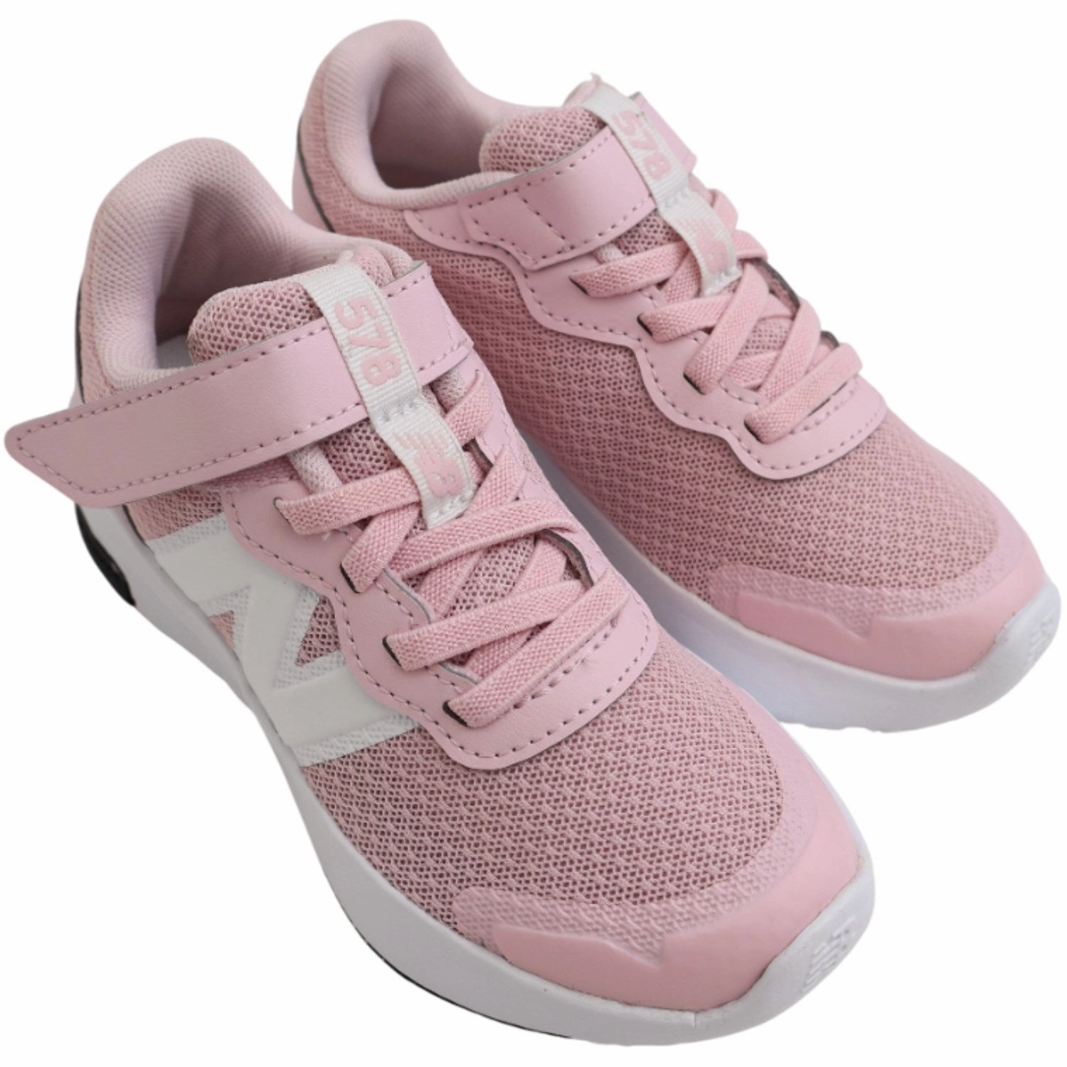 New Balance Rose Sugar New Balance FreshFoam 578 Kids Bungee Lace With Top Strap Slip-resistant
