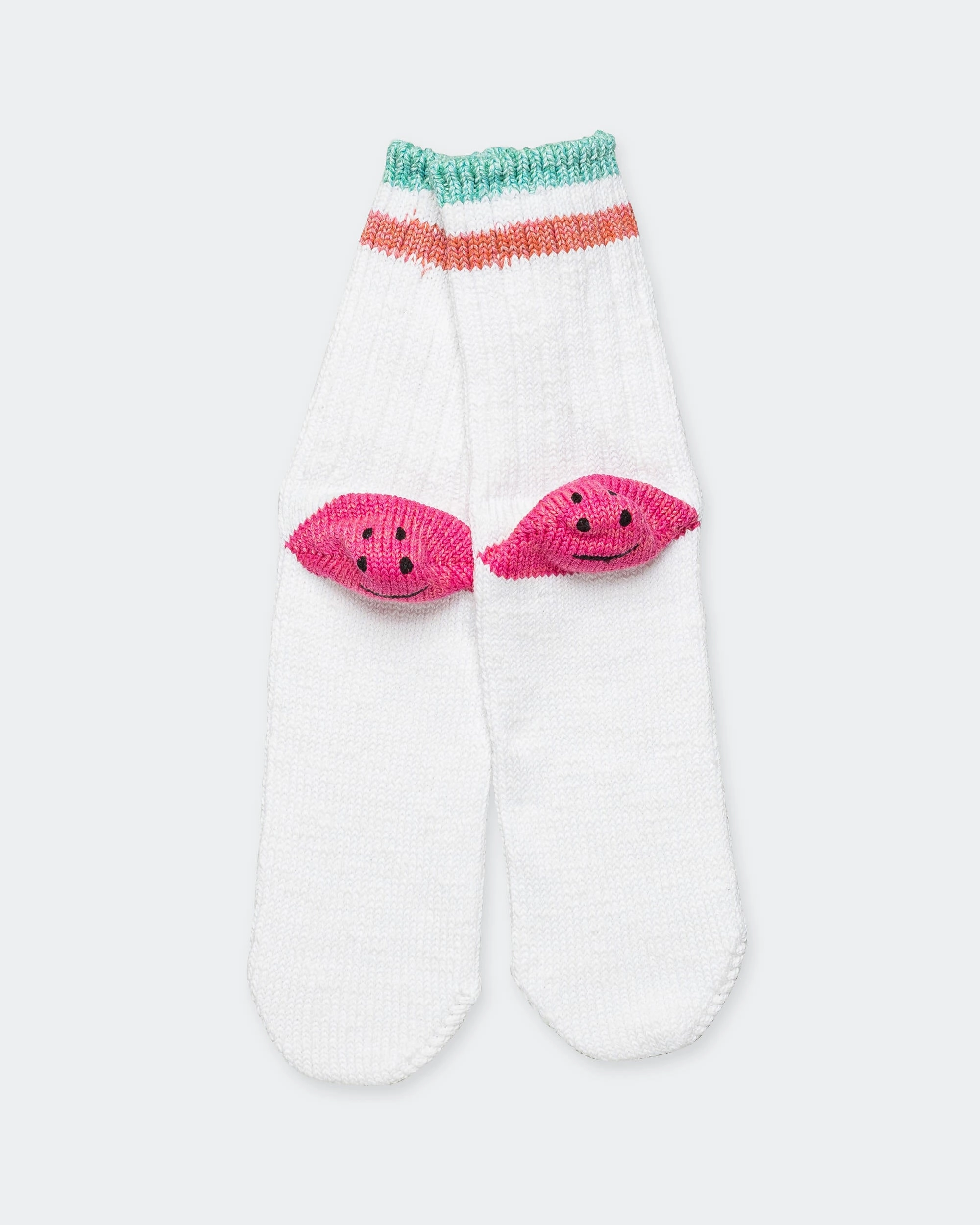 60 Yarns IVY RAINBOWY HAPPY HEEL-Hold Socks - White/Pink new arrival dress for women new arrival dress for women