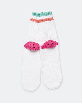 new collection 60 Yarns IVY RAINBOWY HAPPY HEEL-Hold Socks - White/Pink w new arrivals