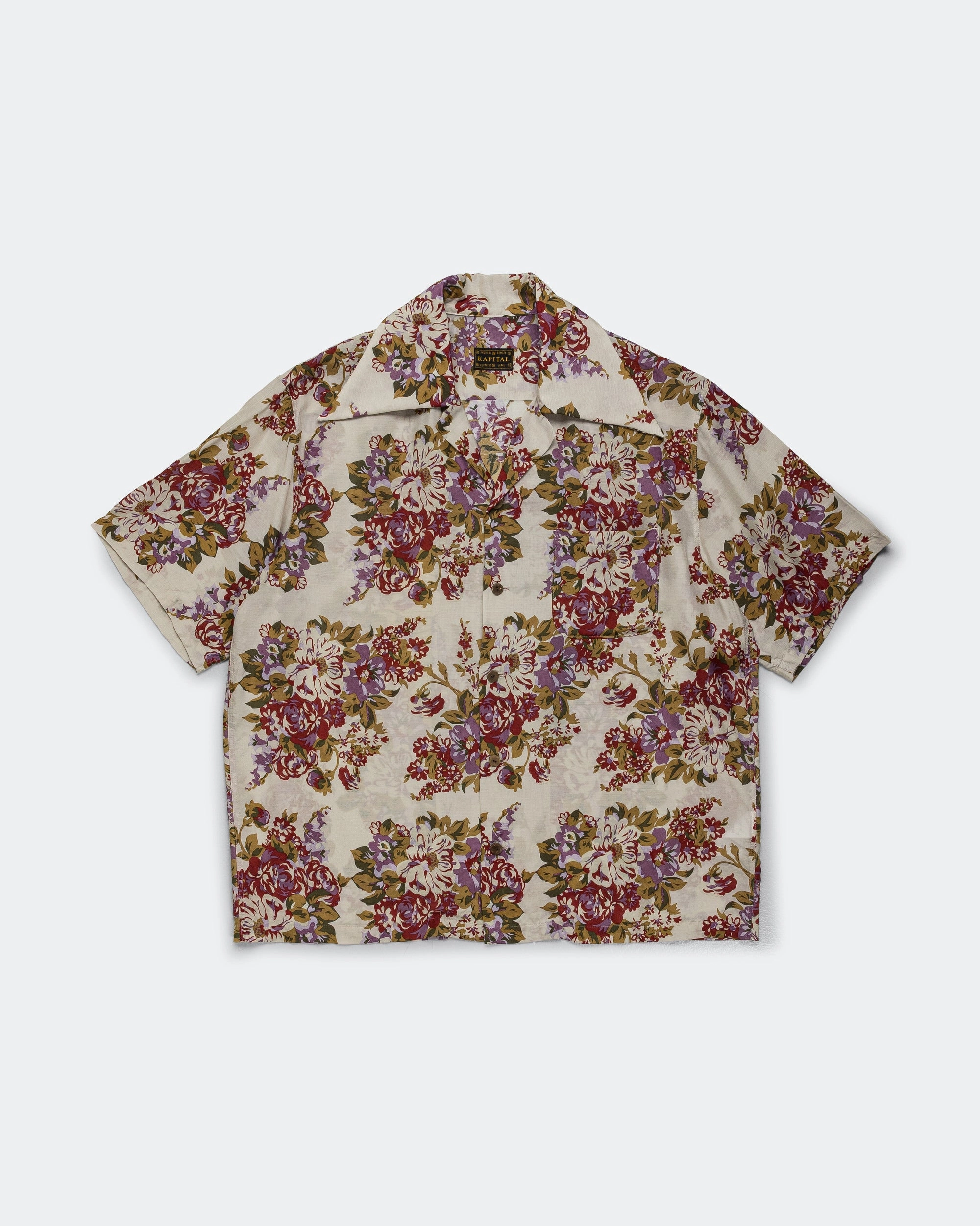 new eid collection for women Silk Rayon CHAMPETRE A.MA.TE.RA.SE. WRANGLE Collar Aloha Shirt - Purple/Beige miladys new arrivals tops for ladies summer