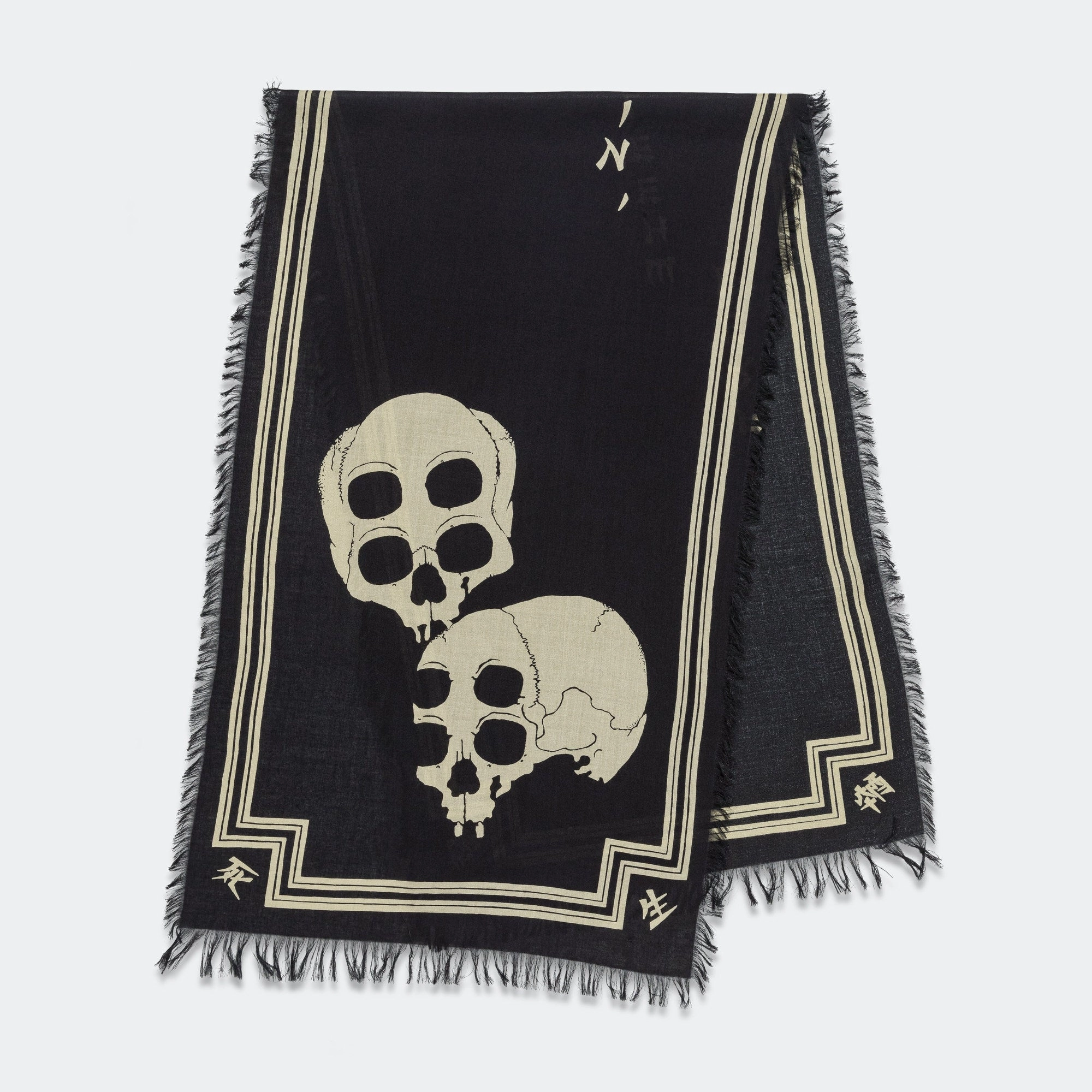 hoka new arrivals Rayon WABI SABI RAINSKULL Stole - Black new collection made in italy