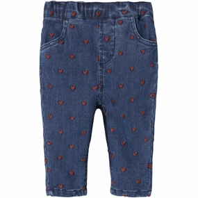 Nylon Lil'Atelier Dark Blue Denim Heart Embroidery Liva Loose Jeans Versatile