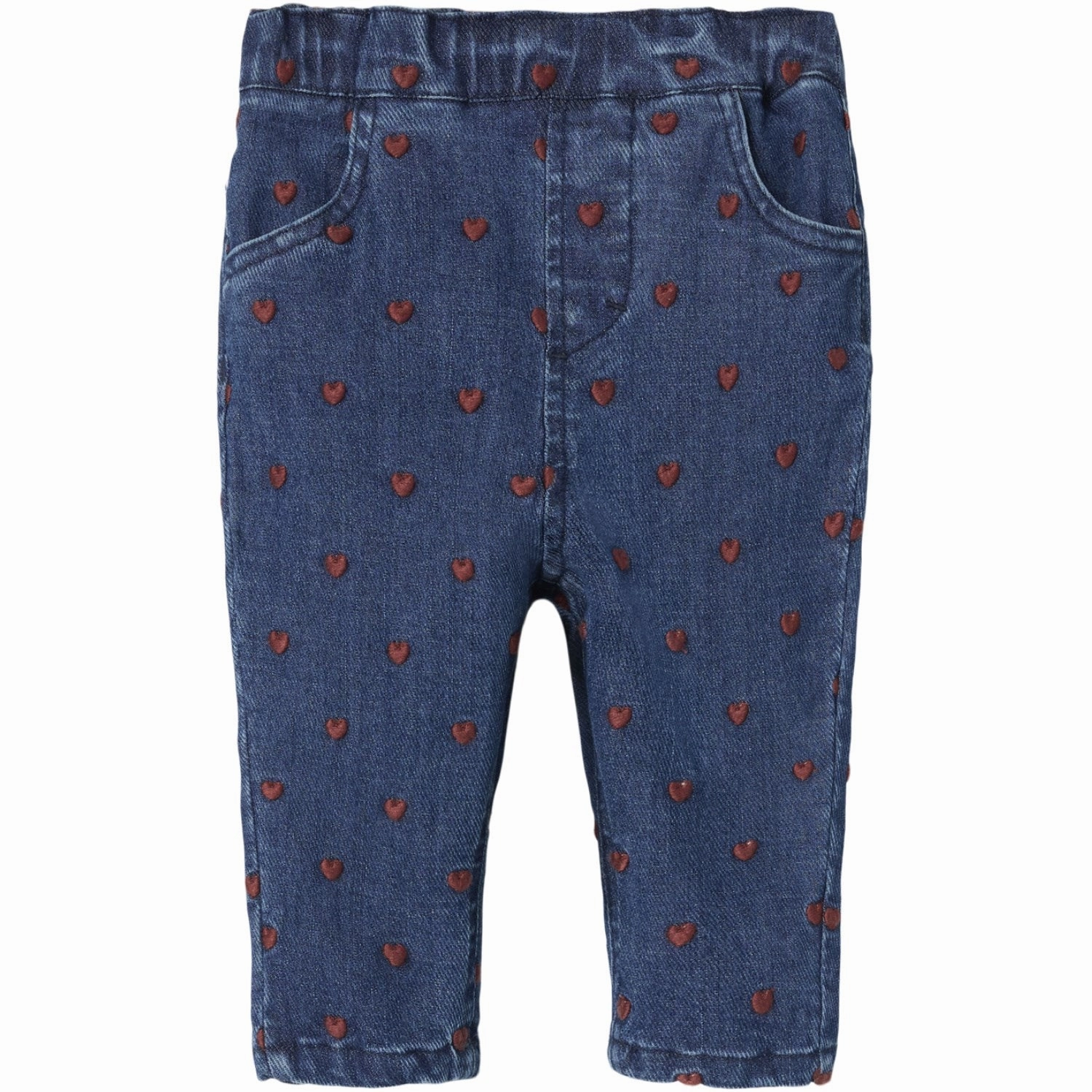 Nylon Lil'Atelier Dark Blue Denim Heart Embroidery Liva Loose Jeans Versatile