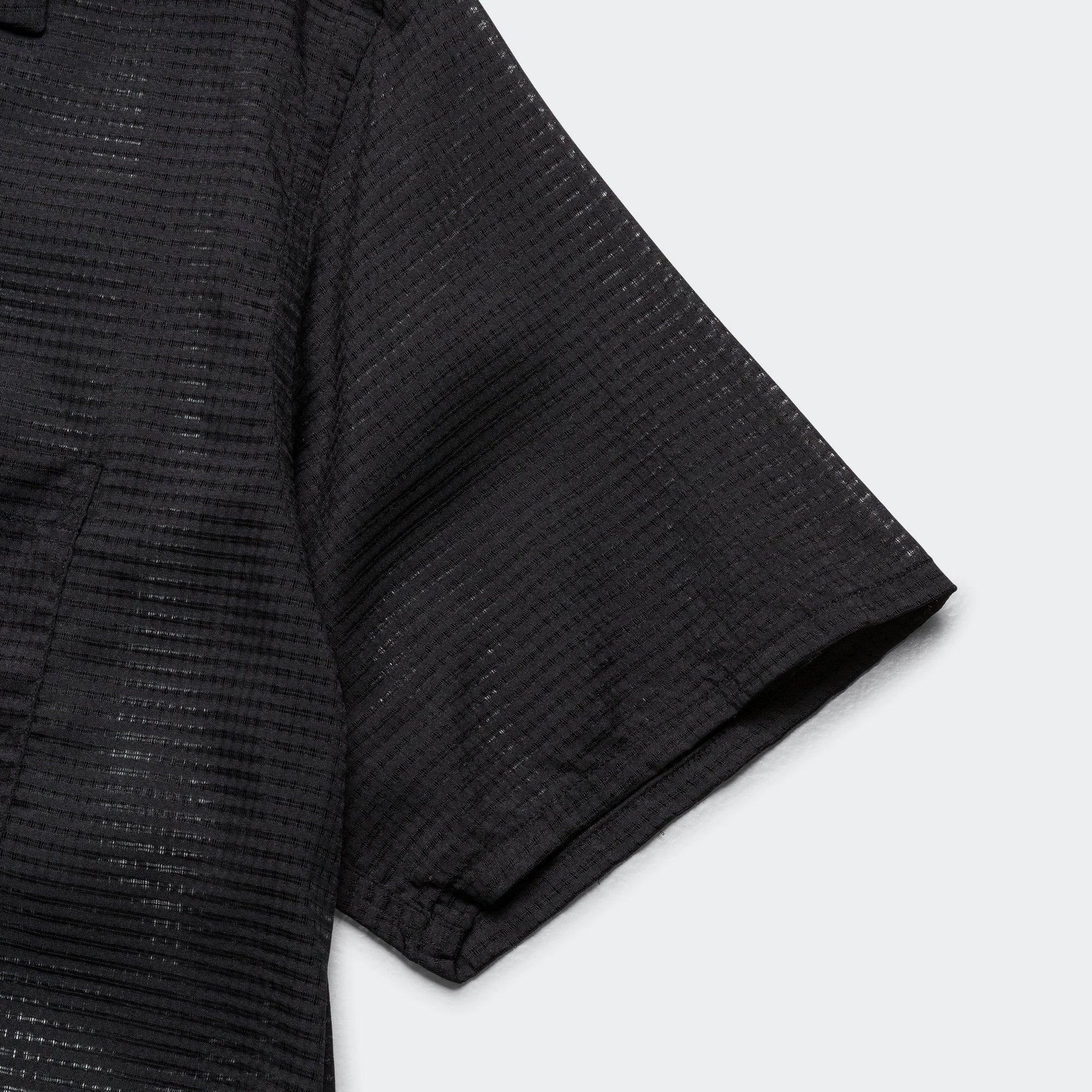 Open Collar Mesh SS Shirt - Black new arrival bathu sneakers