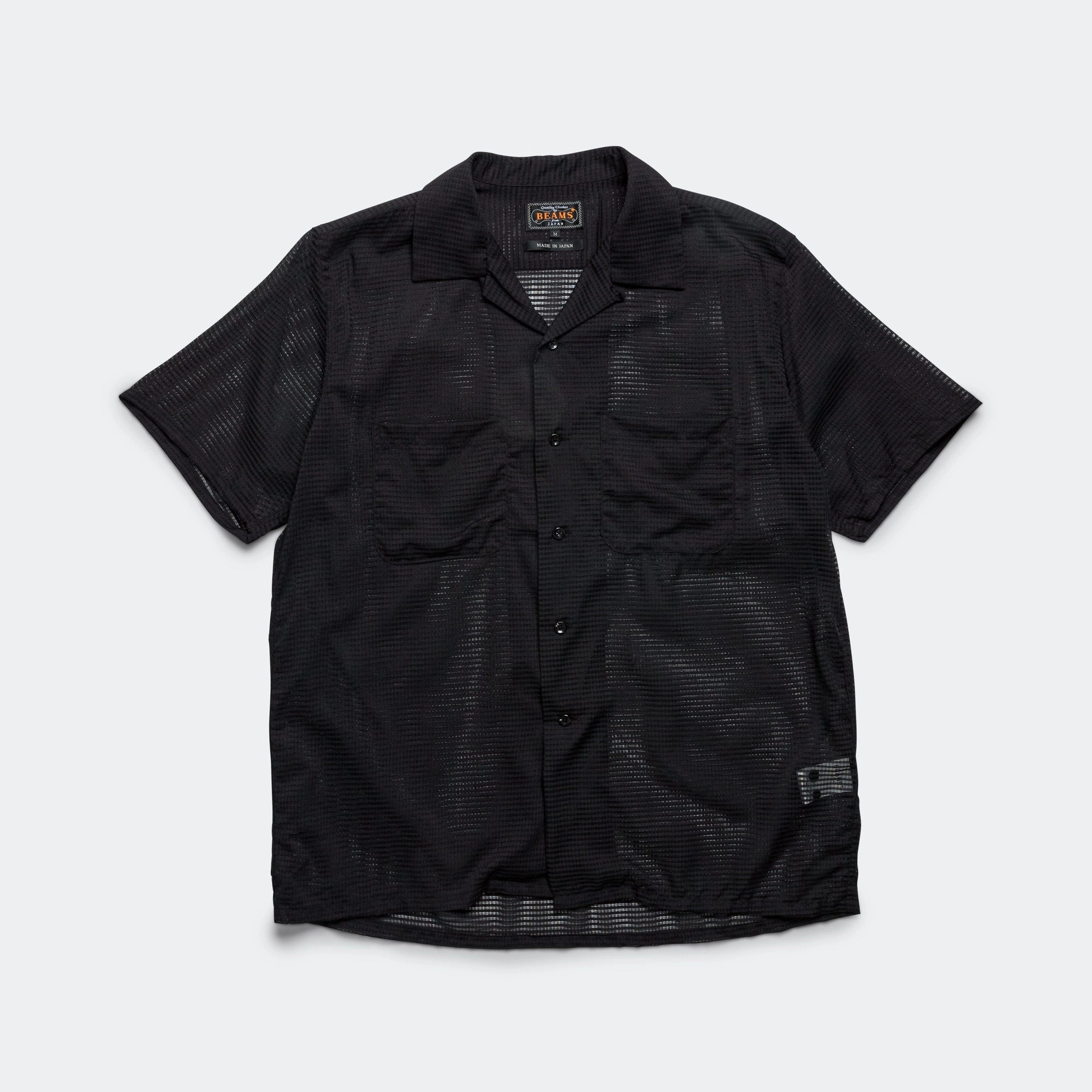Open Collar Mesh SS Shirt - Black crocs new arrivals peachmode sarees new arrivals with price