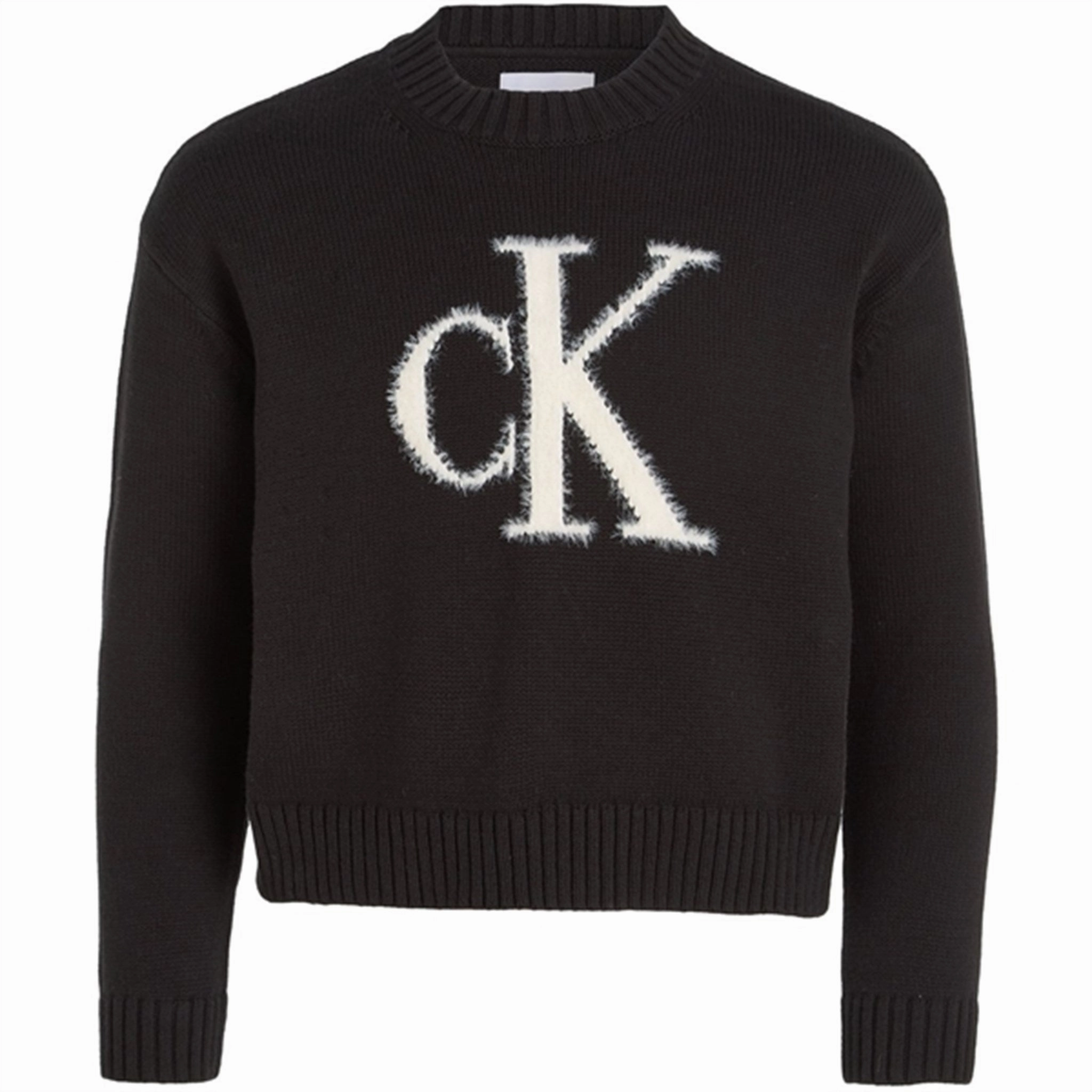 Opulent Calvin Klein Fluffy Monogram Jumper Ck Black Admired