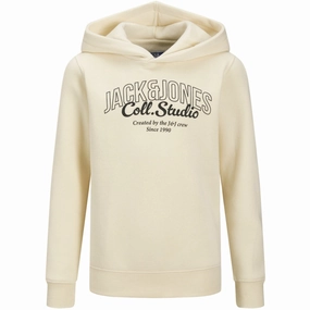 Opulent Jack & Jones Junior Antique White Big Print Jjmakoto Sweat Hood Jnr Elite