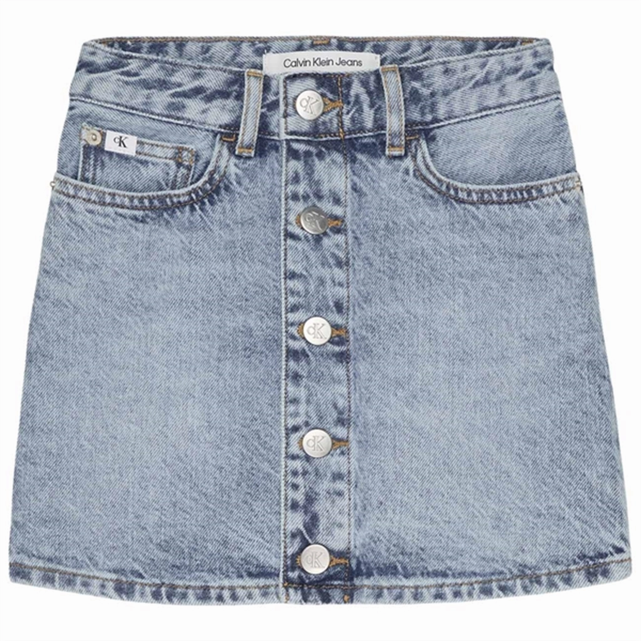 Aristocratic Calvin Klein A Line Denim Skirt Salt Pepper Light Grandiose